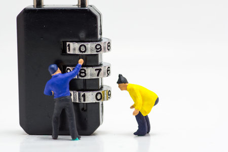 Concept, People are decrypting unlock padlock, Decrypt the keyの写真素材