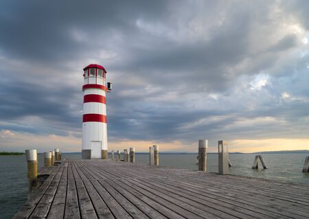 Lighthouse and Neusiedl lakeの写真素材