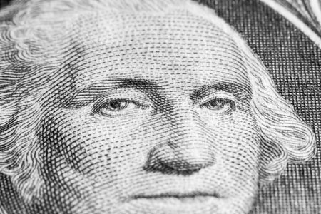 Dollar banknote, detail, face of Washingtonの写真素材