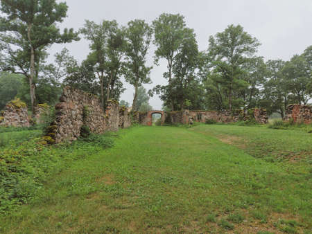 very old manor stone wallsの写真素材