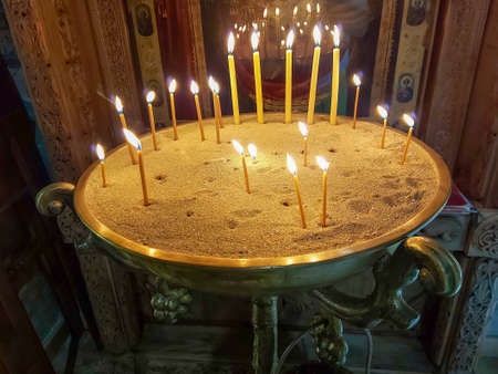The Monastery of St. Nino, Georgia place of prayer, candlesの写真素材