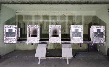 New modern shooting gallery. Indoor shooting range withの写真素材