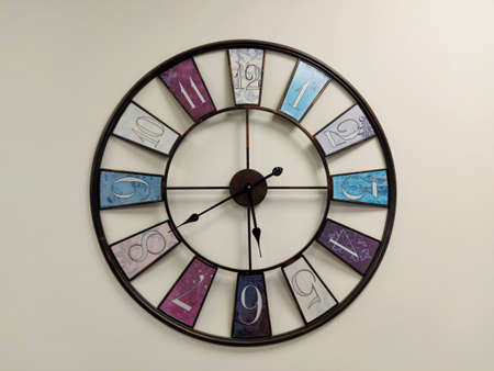 Minimalistic design of wall clock with white numbersの写真素材