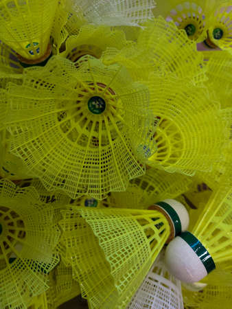 Yellow ruffle for playing badmintonの写真素材