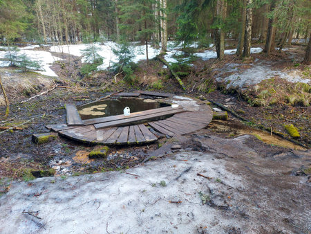 The line is called water. A watery eye with natural spring water. The nature of the waterの写真素材