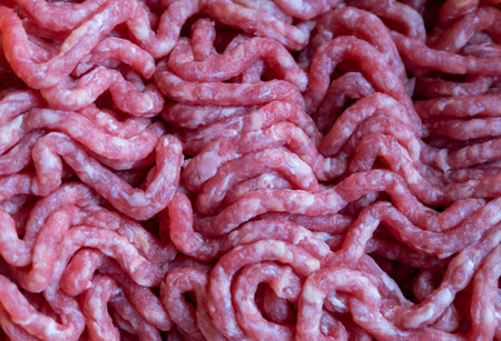 raw minced beef meat background, close up