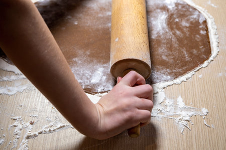 A child is making Christmas cookies. Culinary concept. Childrenの写真素材