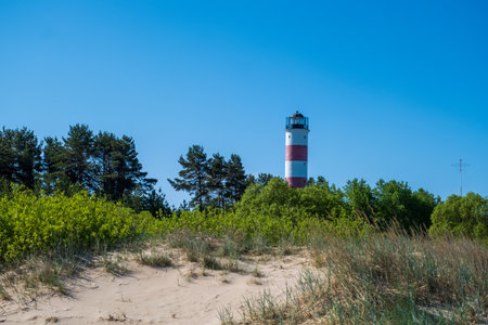 Estonian coastal lighthouse. On the seashore at the Russian border. Estoniaの写真素材