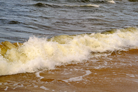 Baltic Sea. Coast. Waves. Beautiful view of the Baltic Sea in autumnの写真素材
