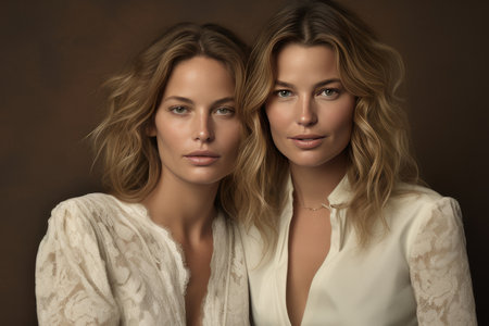 Beautiful and Happy Lesbian Women Embracing with Love and Affection, Celebrating their Relationshipの素材