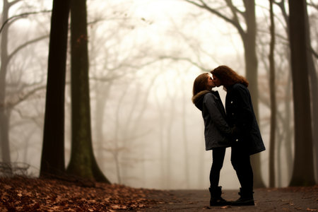 Empowering Love. A Symbol of a Promising Future - Two Women Embracing and Sharing a Passionate Kissの素材