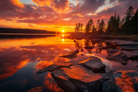 Natures Tranquil Haven. Unveiling Finlands Captivating Landscape and Serene Wildernessの素材