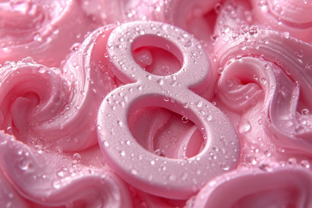 A pink object up close, covered in water droplets. International Women's Solidarity Day March 8.の素材