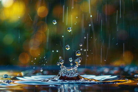 A mesmerizing capture of water droplets creating a beautiful splash.の素材