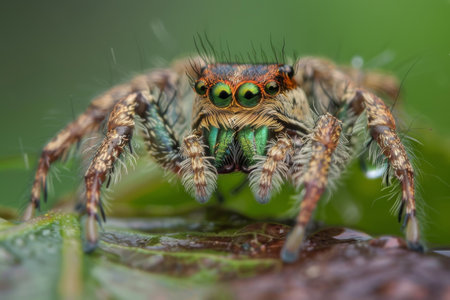 Close-Up of a Colorful Jumping Spider in Natural Setting.の素材