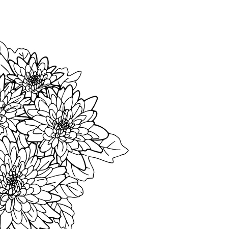 illustration a bouquet of graphic flowers on a white backgroundの写真素材