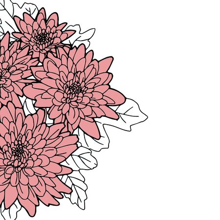 illustration a bouquet of graphic flowers on a white backgroundの写真素材