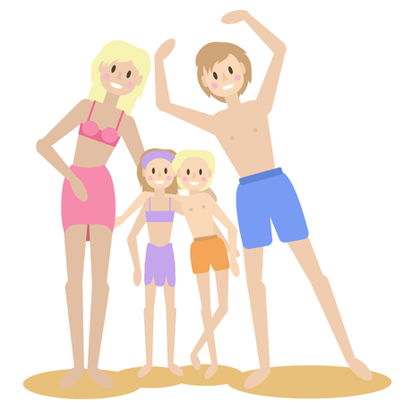 Vector illustration of a cute family on vacationのイラスト素材