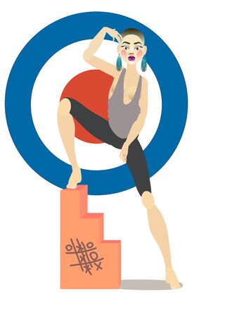 vector illustration of pretty girls rock modelのイラスト素材