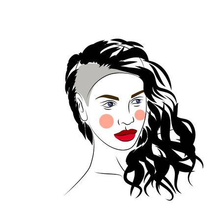 Vector illustration of girl with beautiful hairstyle, portraitのイラスト素材
