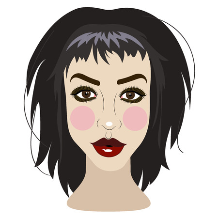 vector illustration of beautiful young brunette womanのイラスト素材