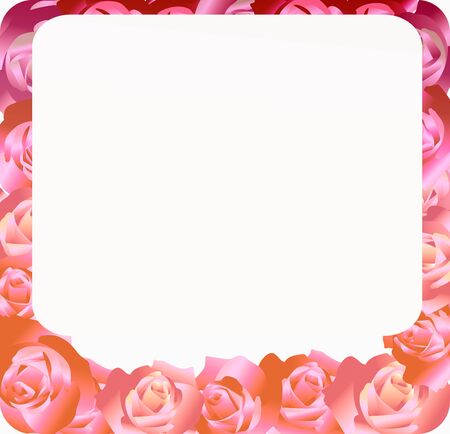 illustration of a frame of a bouquet of roses on a white backgroundの写真素材