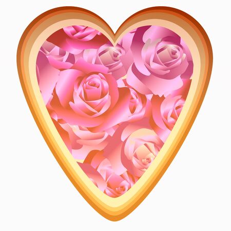illustration of bouquet of roses in heart shape backgroundの写真素材