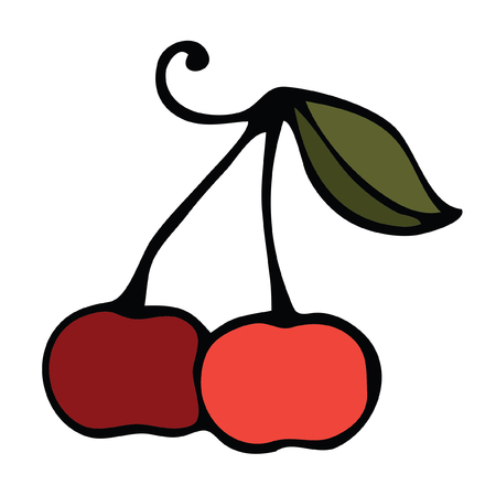Isolated Vector image of sprigs of cherry hand drawn doodleのイラスト素材
