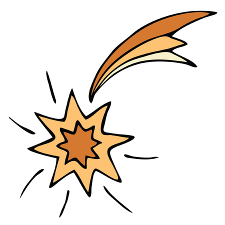Isolated Vector image of Christmas flying star hand drawn doodleのイラスト素材