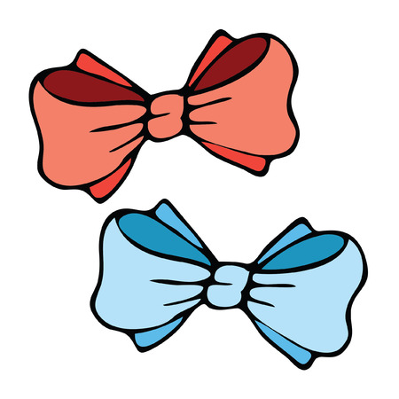 Isolated Vector image of colored bows hand drawn doodleのイラスト素材