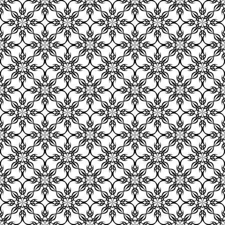 Black and white ornamental seamless pattern for fabric and paperのイラスト素材