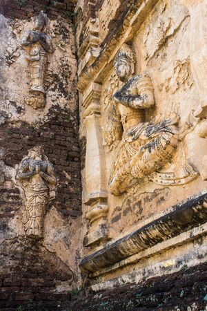 angel on the wall , wat Ched yod in Chiangmaiの写真素材