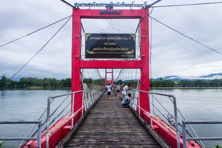 Rope bridge ,Ping River in Tak Thailandのeditorial素材