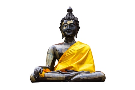 Isolated - Black Buddha Statue and old chedi in Wat Lok mo lee , Chiangmai Thailandの写真素材