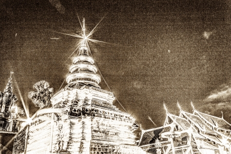 vintage - Wat Pra That Chomthong vora vihan, Chedi in Thailandの写真素材