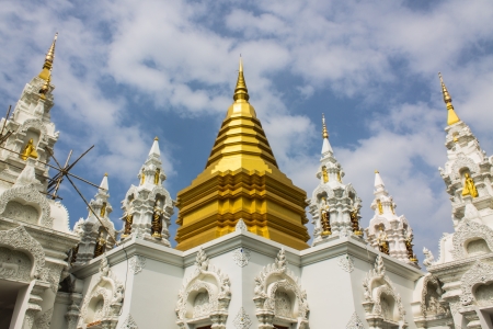 Naga Statue And Chedi in Wat Sri Don Moon , Chiangmai Thailandの写真素材