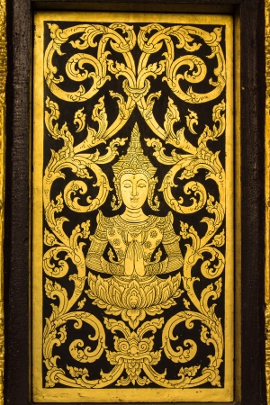 A Window at Thai temple in Wat Pra That Chomthong vora vihan , Chedi in Chiangmai Thailandの写真素材