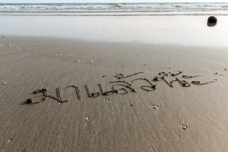 Letter Thailand - ma laew na  To you  sand on a beach , Rayong Thailandの写真素材