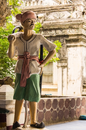 statue of Shan standing warrior , Wat Papoa Chiangmai Thailandの写真素材