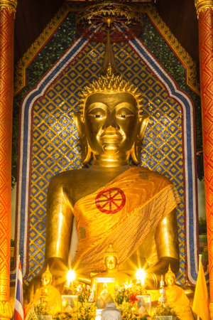 Big Buddha Statue in Ubosot , Wat Chomphu Chiangmai Thailand