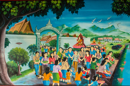 Thai culture of Loi  Krathong festivalのeditorial素材