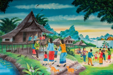 Thai culture of Songkran festivalのeditorial素材