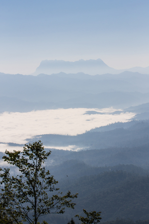 Sea Of Mist With Doi Luang Chiang Dao, View Form Doi Dam in Wianghaeng Chiangmai Thailandの写真素材