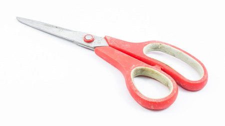 Red scissors isolatedの写真素材