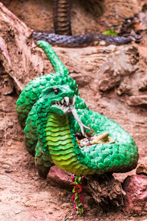 snake statue in thai templeの写真素材