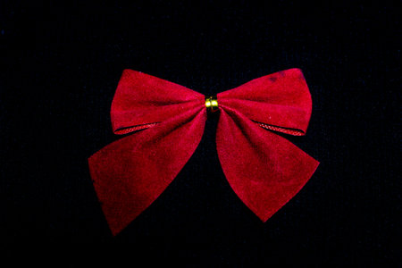 red bow on blackの写真素材
