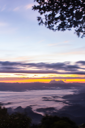 Sea Of Mist With Doi Luang Chiang Dao, View Form Doi Dam in Wianghaeng Chiangmai Thailandの写真素材