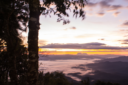 Sea Of Mist With Doi Luang Chiang Dao, View Form Doi Dam in Wianghaeng Chiangmai Thailandの写真素材