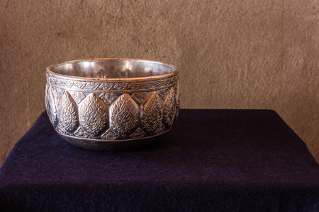 Still life silver water bowl of Thai style
