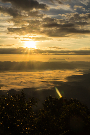 Sea Of Mist With Doi Luang Chiang Dao, View Form Doi Dam in Wianghaeng Chiangmai Thailandの写真素材